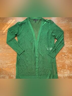 White House Black Market Green Lightweight Open Stitch Cardigan Size XL